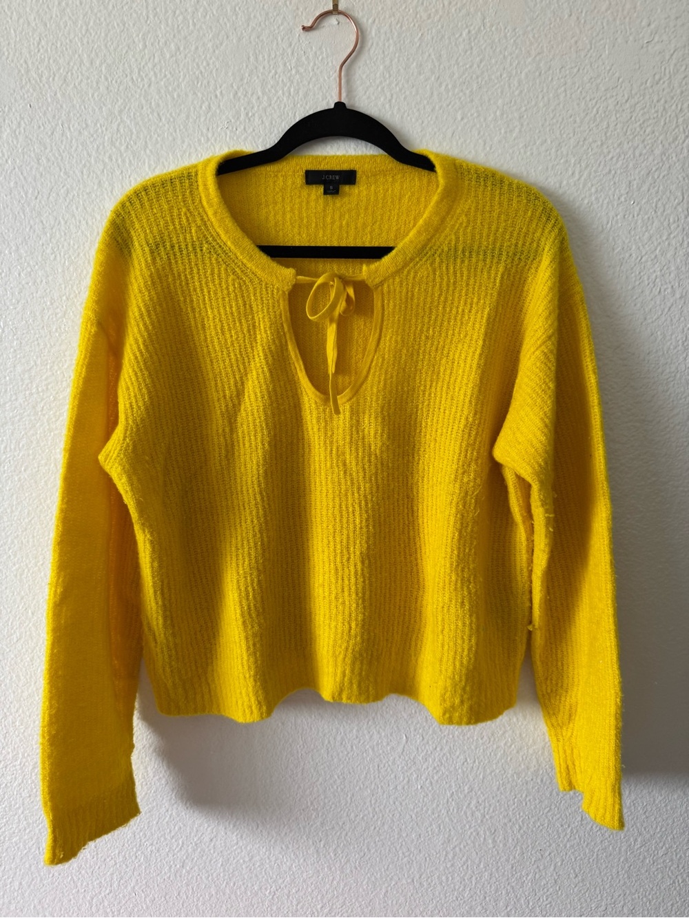 J. Crew Bright Yellow Tie-Neck Sweater